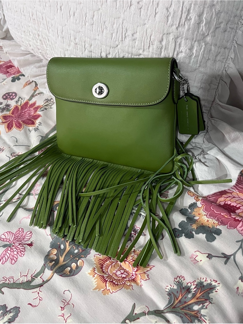 Coach Green Leather Fringe Should+Crossbody